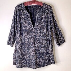 LUCKY BRAND Bandana Print Top 3/4 Sleeve